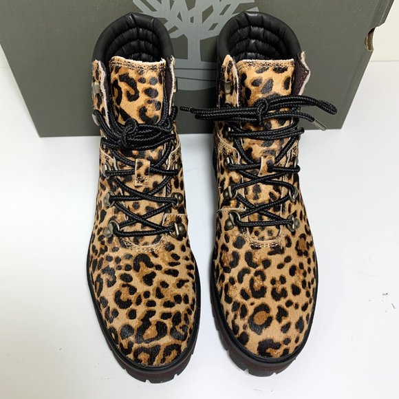 Timberland London Square Mid Hiker Boots Calf Hair Leopard Print Size 8 NEW - Picture 5 of 8